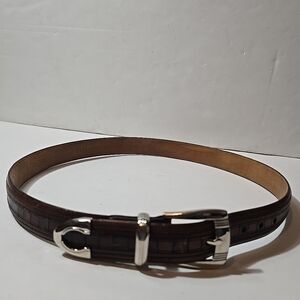 Saks 5th Ave Genuine Crocodile Belt Brown Embossed Mens Size 34